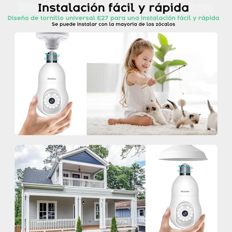 cámara de seguridad bombilla
cámara Wi-Fi 360 grados
cámara de vigilancia con audio bidireccional
cámara con visión nocturna 2K
cámara fácil de instalar
cámara sin cables para el hogar
bombilla con cámara
cámara inteligente con detección de movimiento
cámara para casa WiFi
cámara de seguridad panorámica