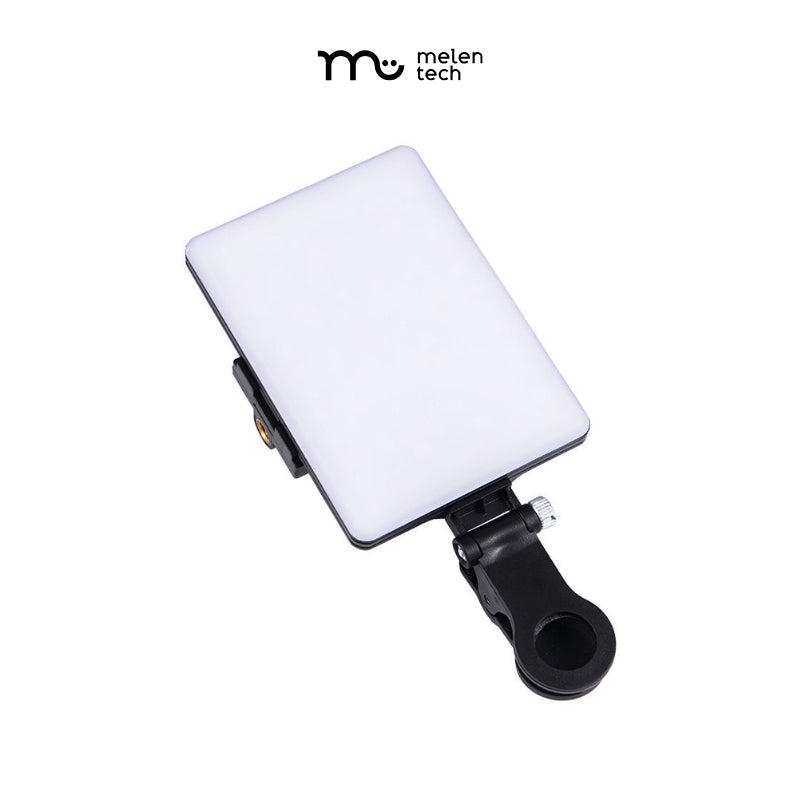 Luz LED portátil, iluminación para videollamadas, luz para selfies, accesorios para creadores de contenido, luz recargable, lámpara para transmisiones en vivo, luz profesional compacta, iluminación ajustable, tecnología para videoconferencias.