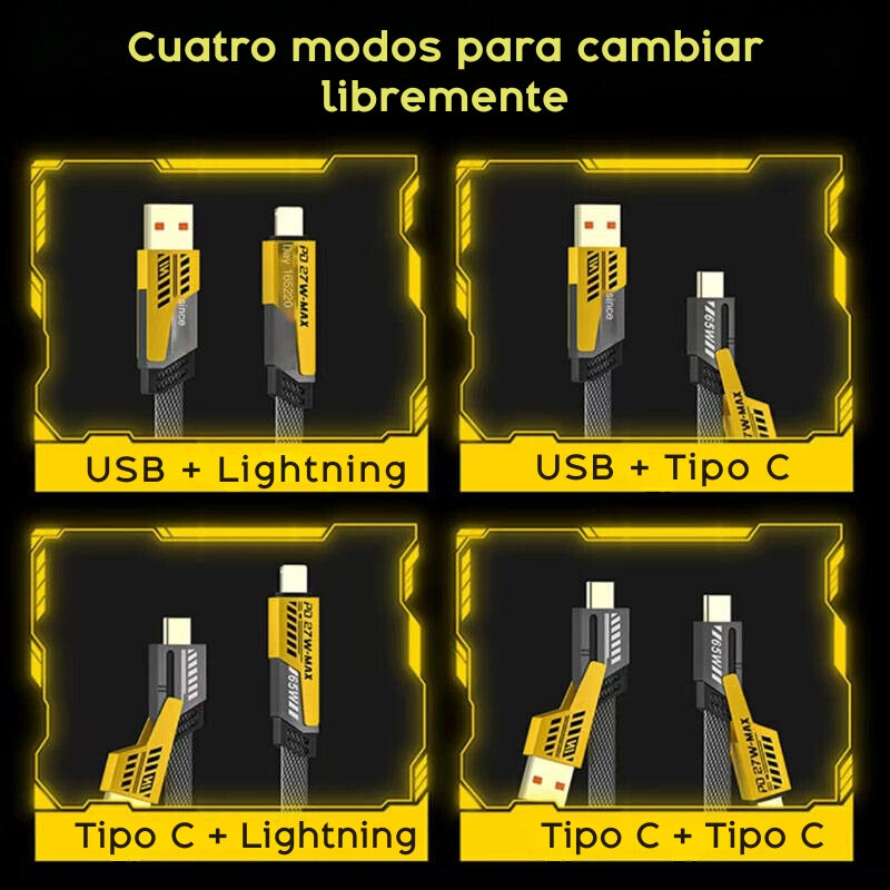 cable de carga rápida 4 en 1
cable USB-C y Lightning
cable PD 65W
cable trenzado antienredos
cable para iPhone y Android
cable multifunción USB
cable de datos y carga
cable para CarPlay y Android Auto
cable reforzado de aleación
cargador USB universal