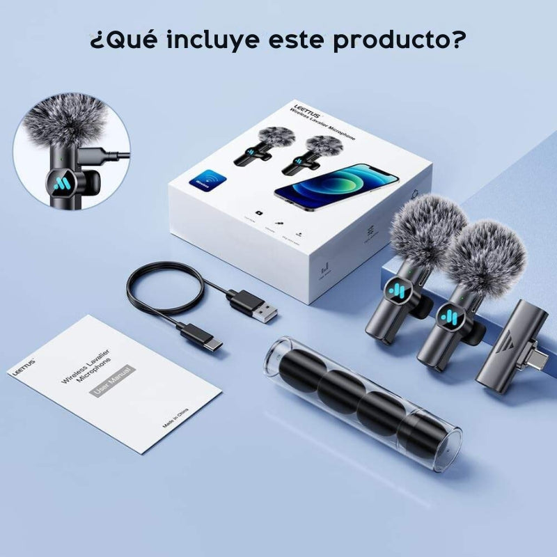 micrófonos inalámbricos lavalier
micrófono para celular
micrófono para TikTok
grabar audio profesional móvil
micrófono inalámbrico iPhone Android
micrófono con reducción de ruido
micrófono para entrevistas
set de micrófonos inalámbricos
micrófonos para creadores de contenido
micrófono plug and play