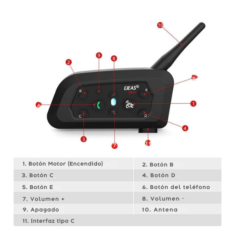 Intercomunicador EJEAS V6 Pro