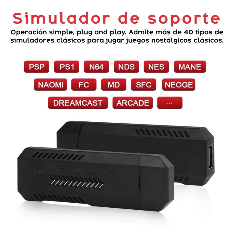 consola retro RD, videojuegos clásicos República Dominicana, consola con 35000 juegos, game stick 4k retro, controles inalámbricos retro, Melen Tech juegos
